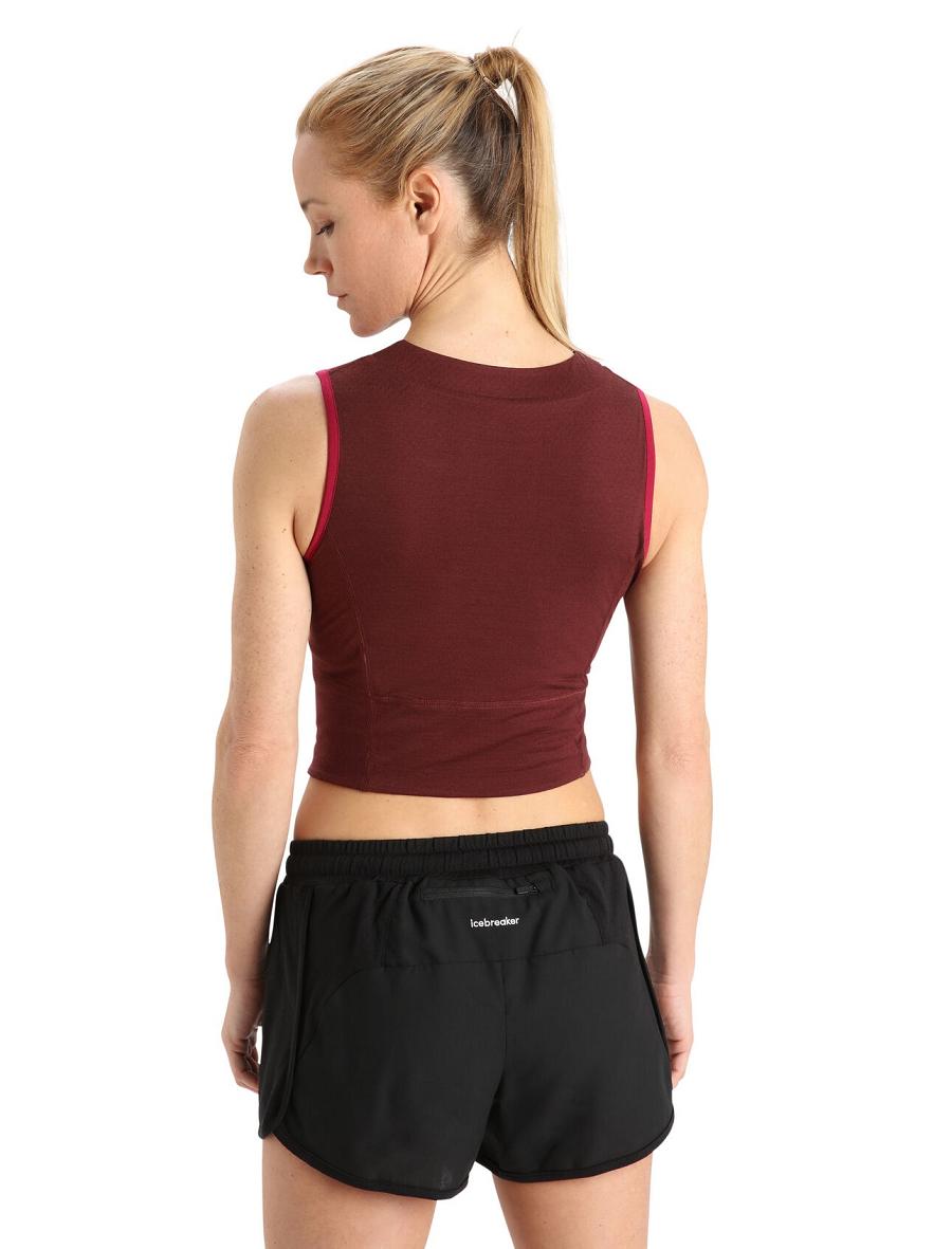 Koszulki Icebreaker ZoneKnit™ Merino Cropped Bra-Tank Damskie Różowe | PL 1374ZUTG